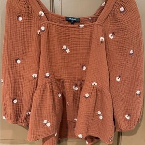 Madewell Terracotta Floral Blouse